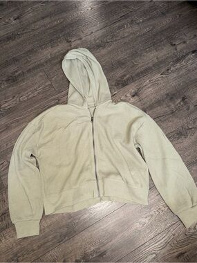 Abercrombie & Fitch Sage Green Waffle Zip Hoodie